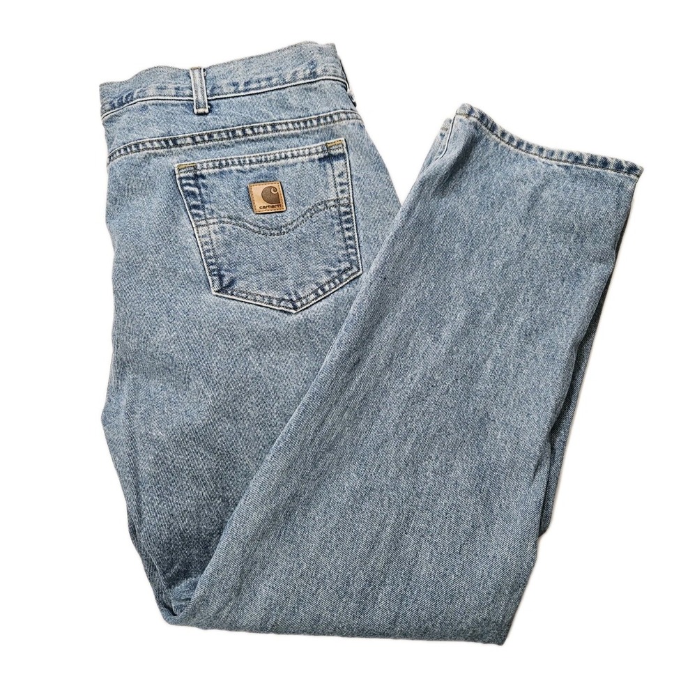 Carhartt Mens Jeans 42x30  Light Blue Traditional Fit Heavyweight Tapered Denim